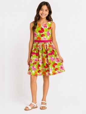 Crazy 8 Dress Girls Size 10/12 Floral Pink Spring Summer Easter Pretty Flowers